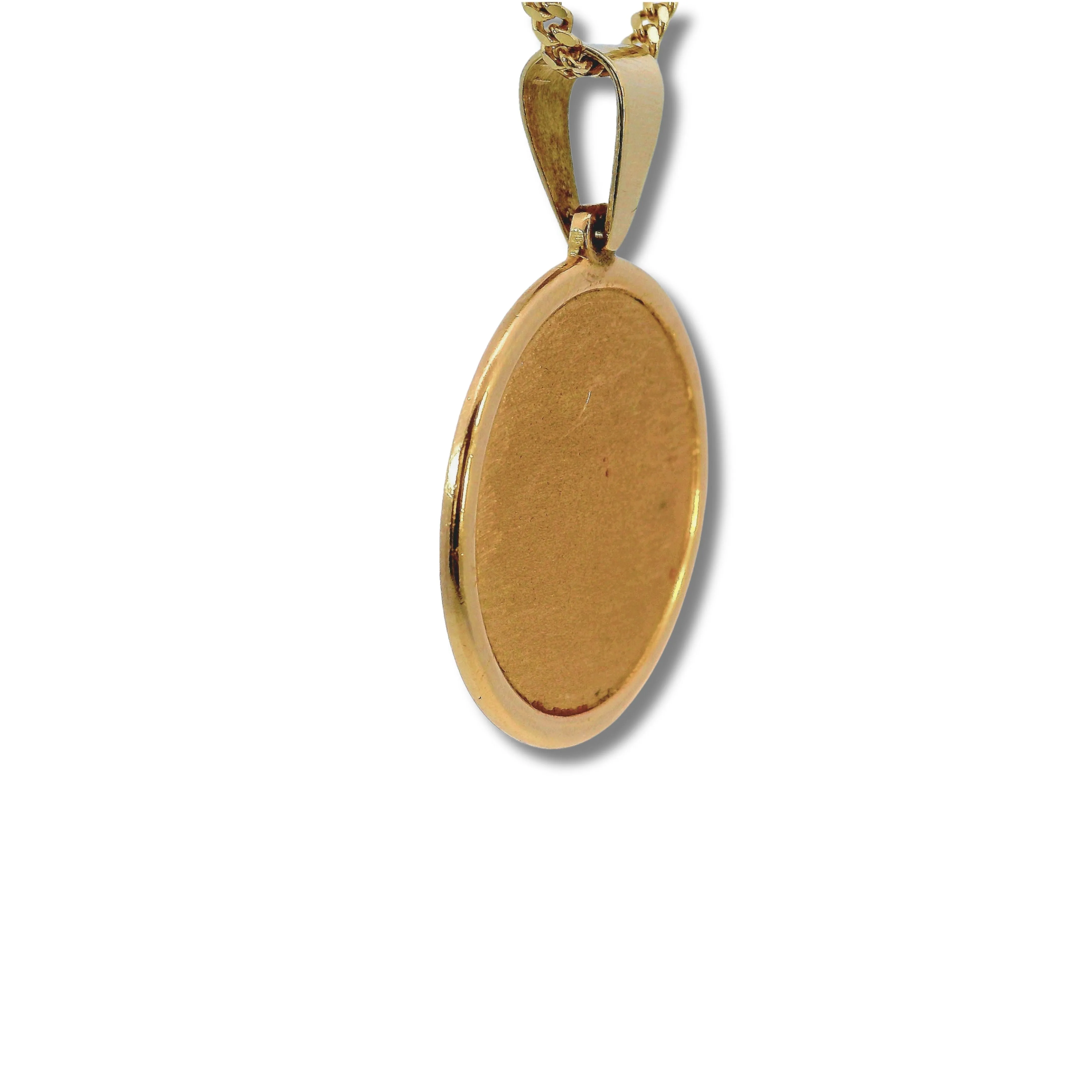 14K Yellow Gold Small Solid Circle Picture Pendant