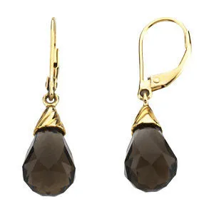 14k Yellow Gold Smoky Quartz Earrings