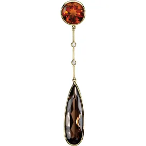 14k Yellow Gold Smoky Quartz, Madeira Citrine & .02 CTW Diamond Pendant