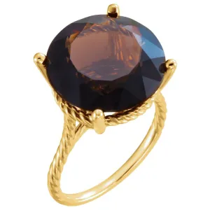 14k Yellow Gold Smoky Quartz Ring, Size 7