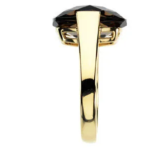 14k Yellow Gold Smoky Quartz Ring , Size 7