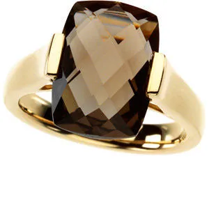 14k Yellow Gold Smoky Quartz Ring , Size 7
