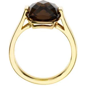 14k Yellow Gold Smoky Quartz Ring , Size 7