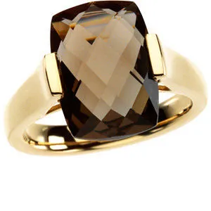 14k Yellow Gold Smoky Quartz Ring , Size 7