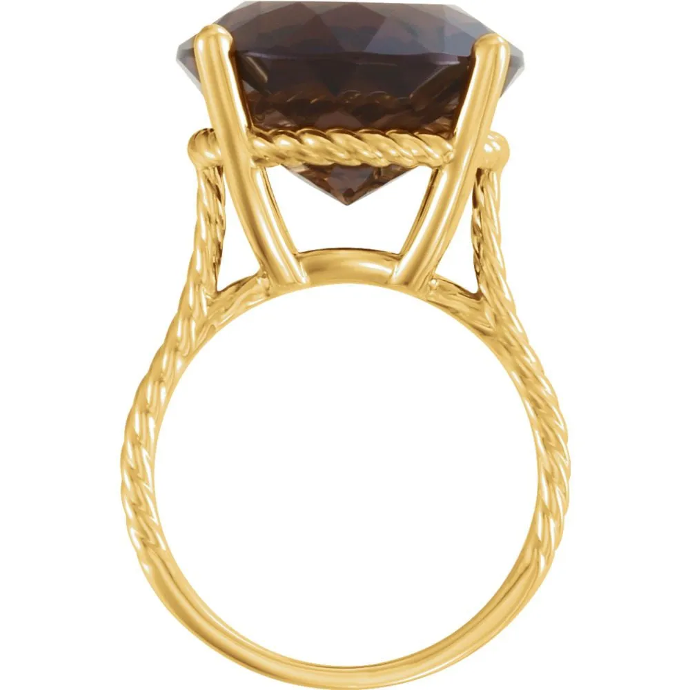 14k Yellow Gold Smoky Quartz Ring, Size 7