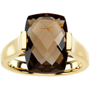 14k Yellow Gold Smoky Quartz Ring , Size 7
