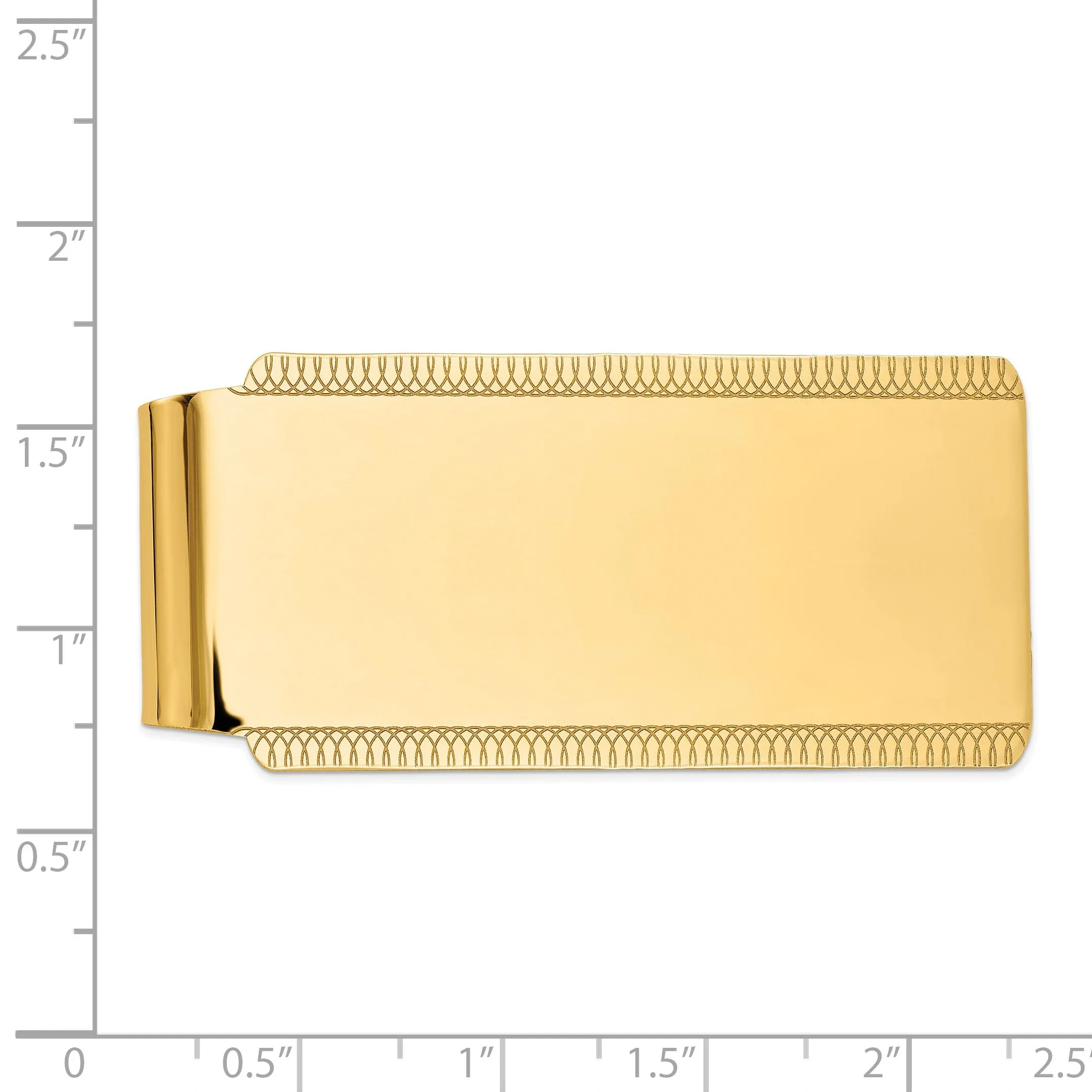14k Yellow Gold Solid Edged Design Money Clip.