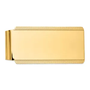 14k Yellow Gold Solid Edged Design Money Clip.
