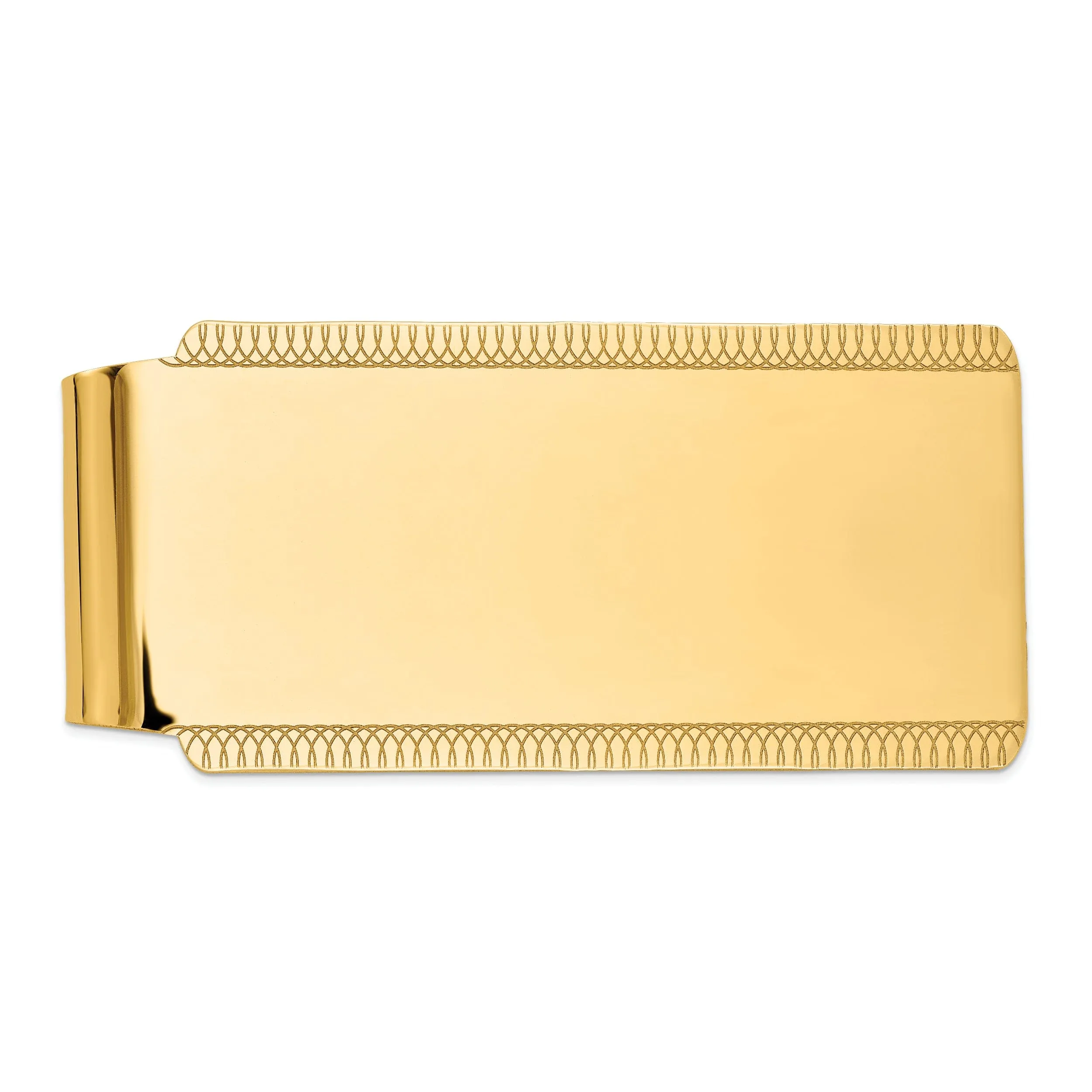 14k Yellow Gold Solid Edged Design Money Clip.