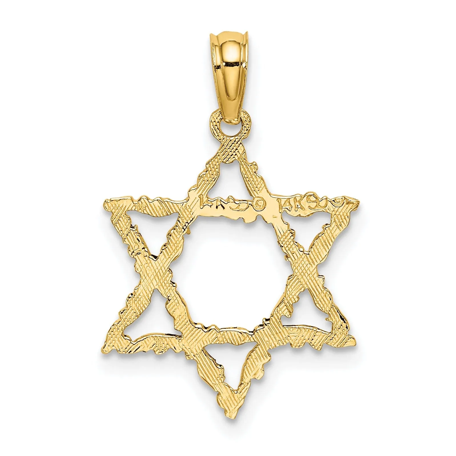 14K Yellow Gold Texture Polish Finish Flat Back Star of David Pendant