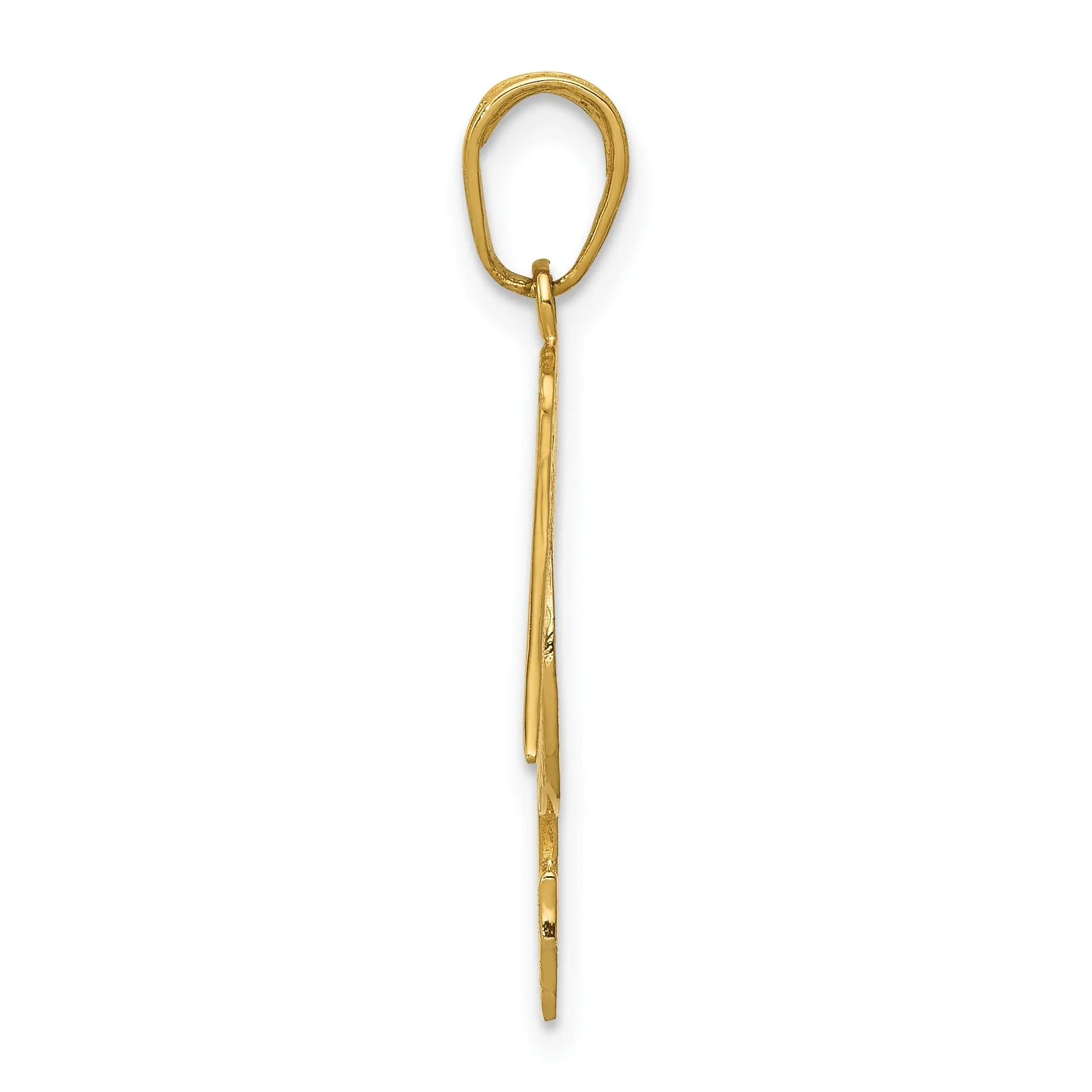 14k Yellow Gold Texture Polished Finish Solid Men's Pelican Charm Pendant