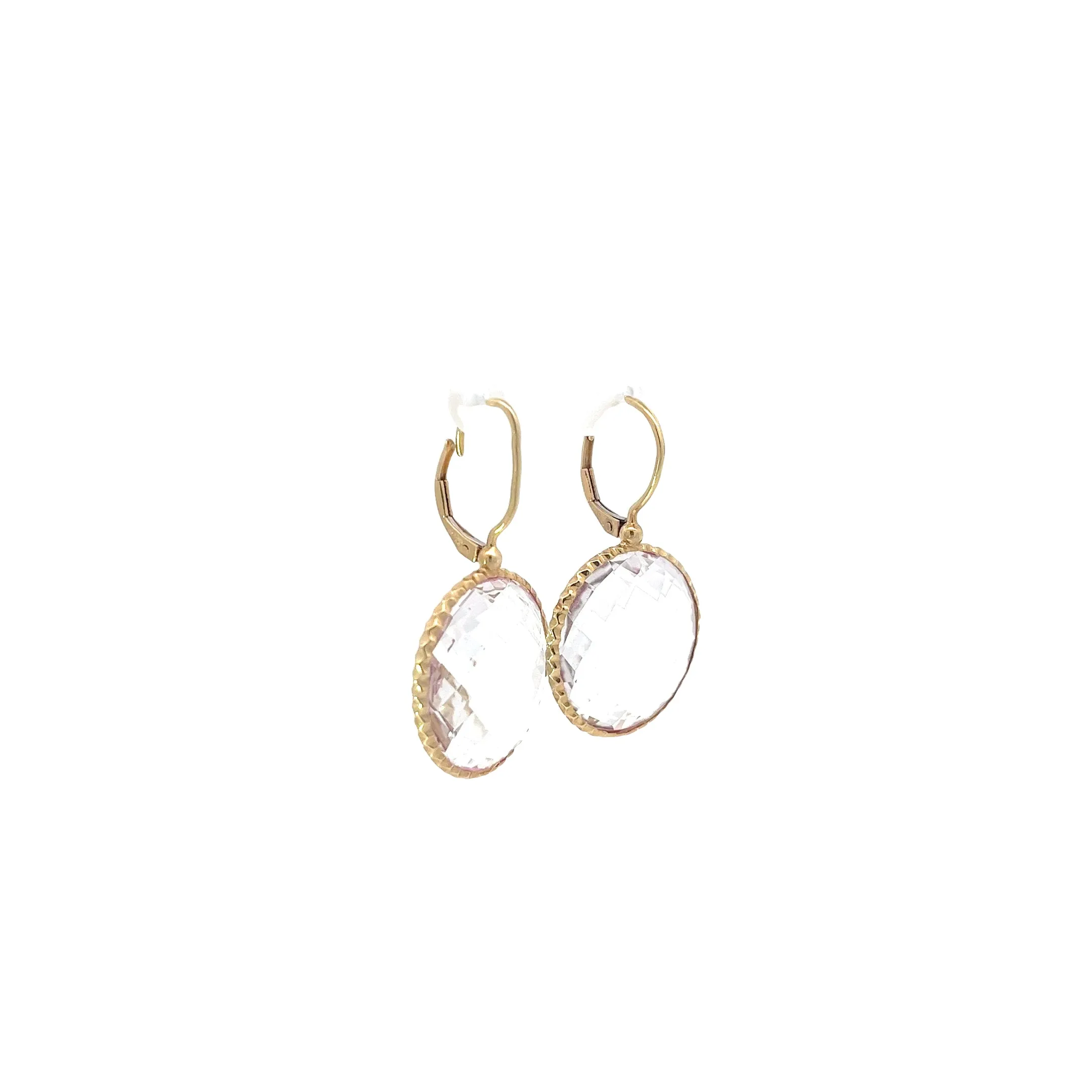 14k Yellow Gold White Topaz Dangle Earrings