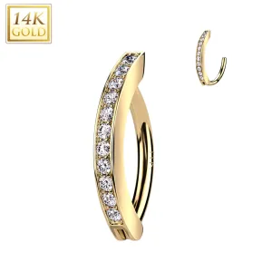 14kt Solid Yellow Gold Cubic Zirconia Segment Style Belly Ring