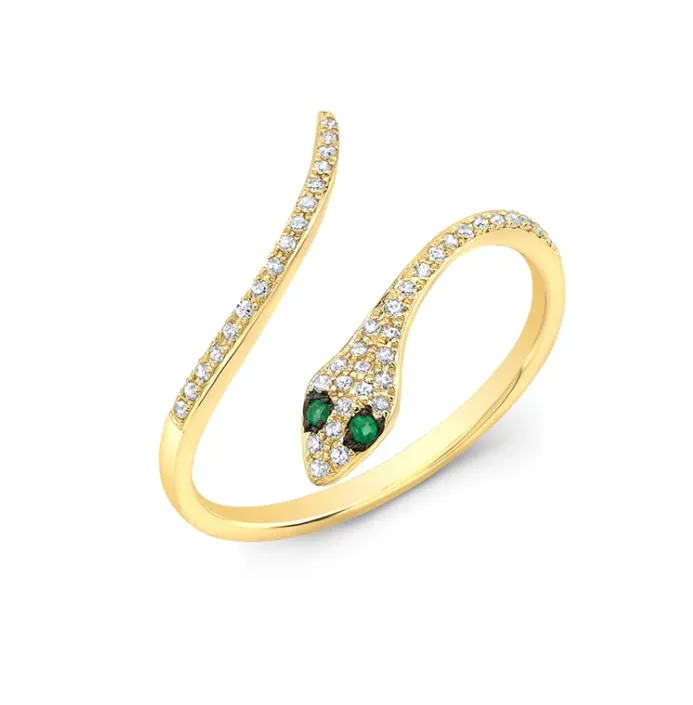 14KY Emerald Diamond Snake Ring