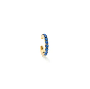 14KY Single Medium Orb Earcuff With Blue Sapphires