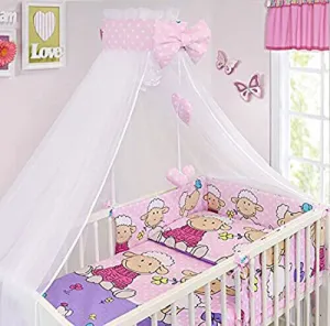 14Pc Sheep Pink Baby Full Bedding Set Nursery Pillow Duvet Bumper Fit Cot 120x60