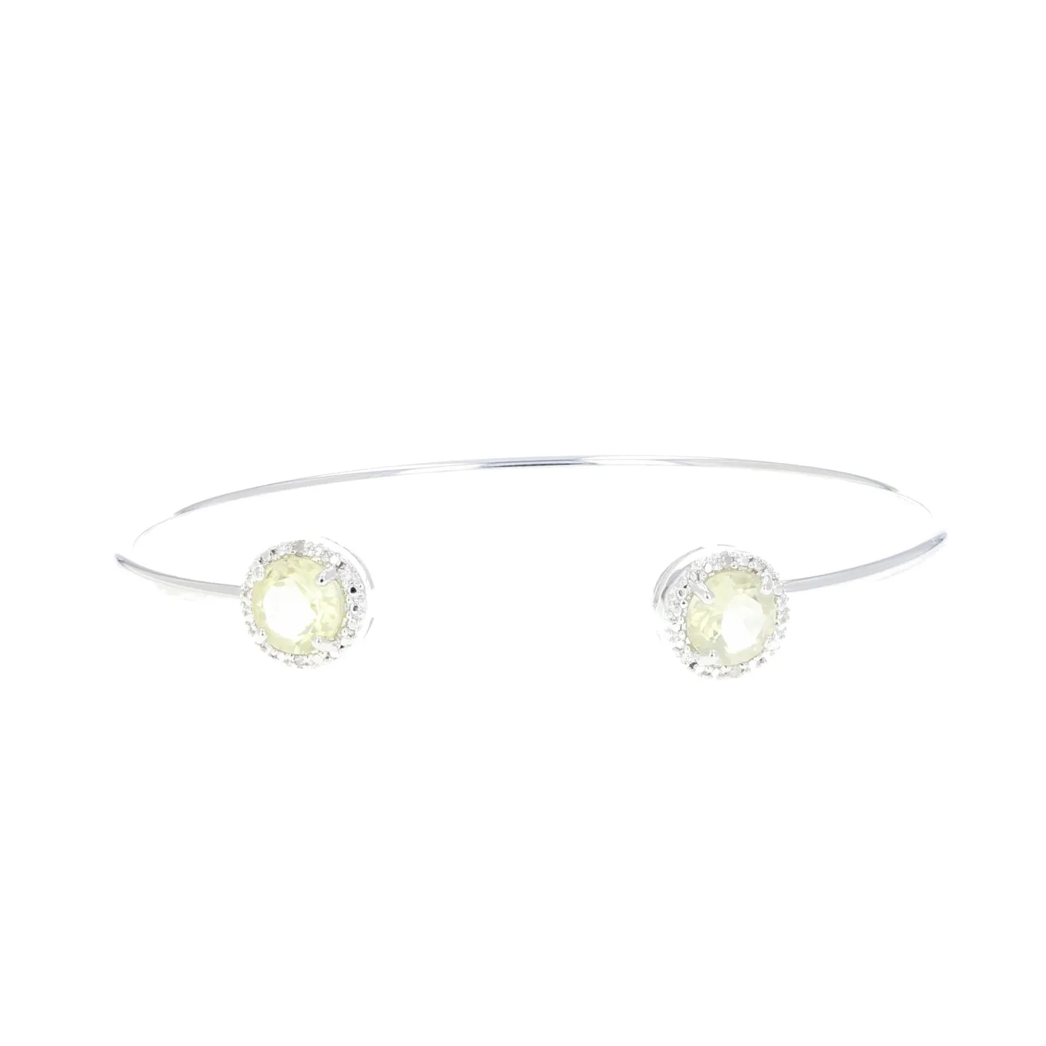 1.50 cttw Lemon Quartz Bangle Bracelet Brass With Rhodium Plating 7 MM Round