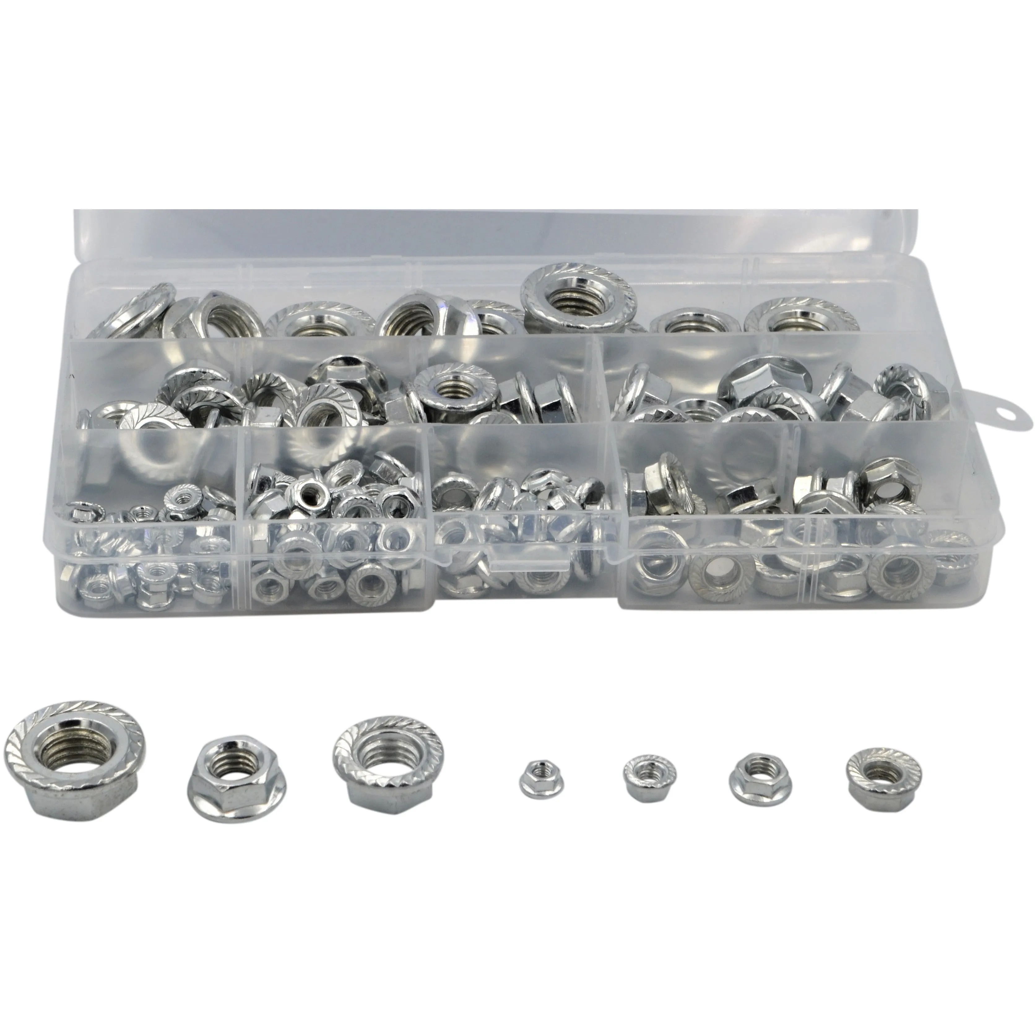 150pc Steel Metric Flange Nuts Grab Kit Assortment