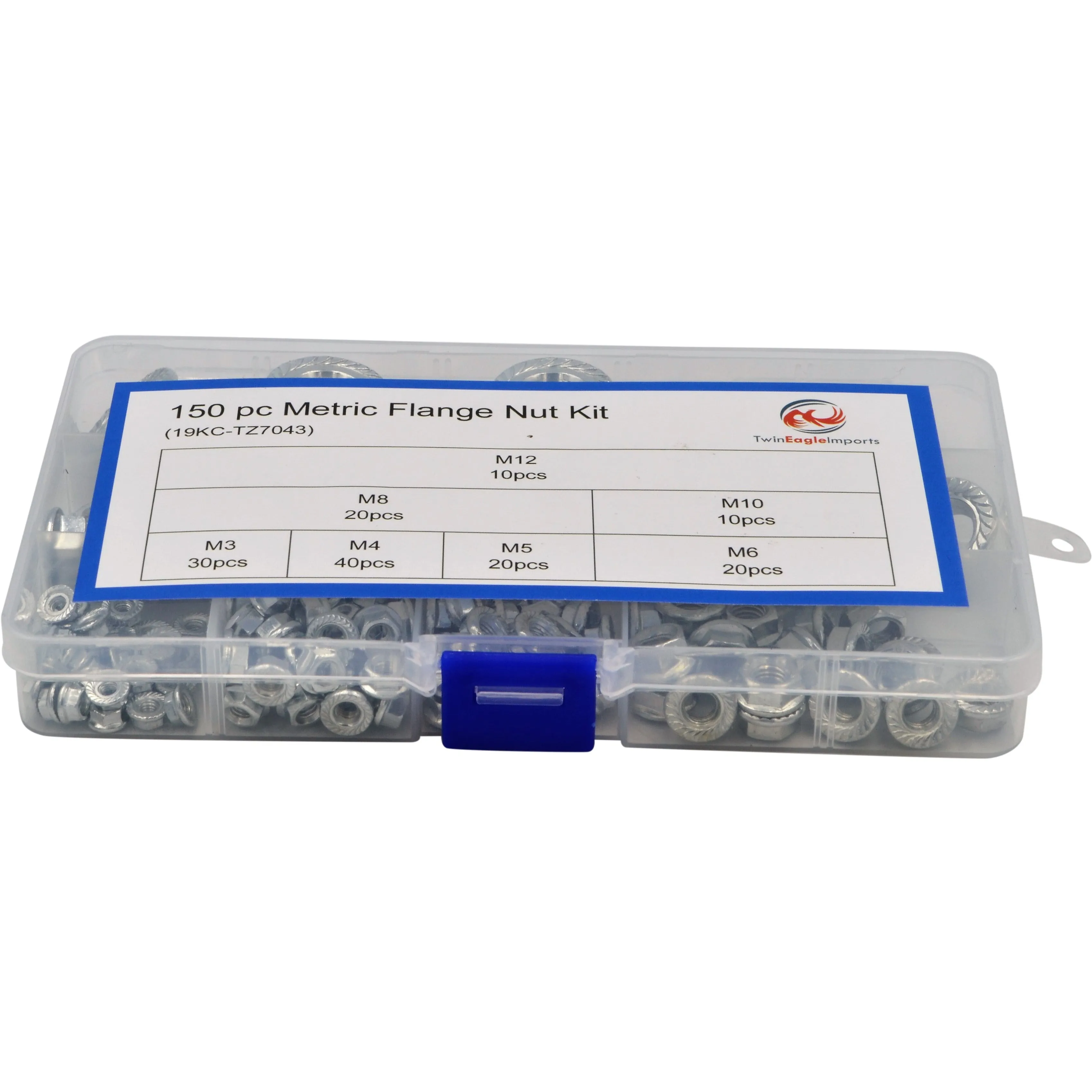 150pc Steel Metric Flange Nuts Grab Kit Assortment