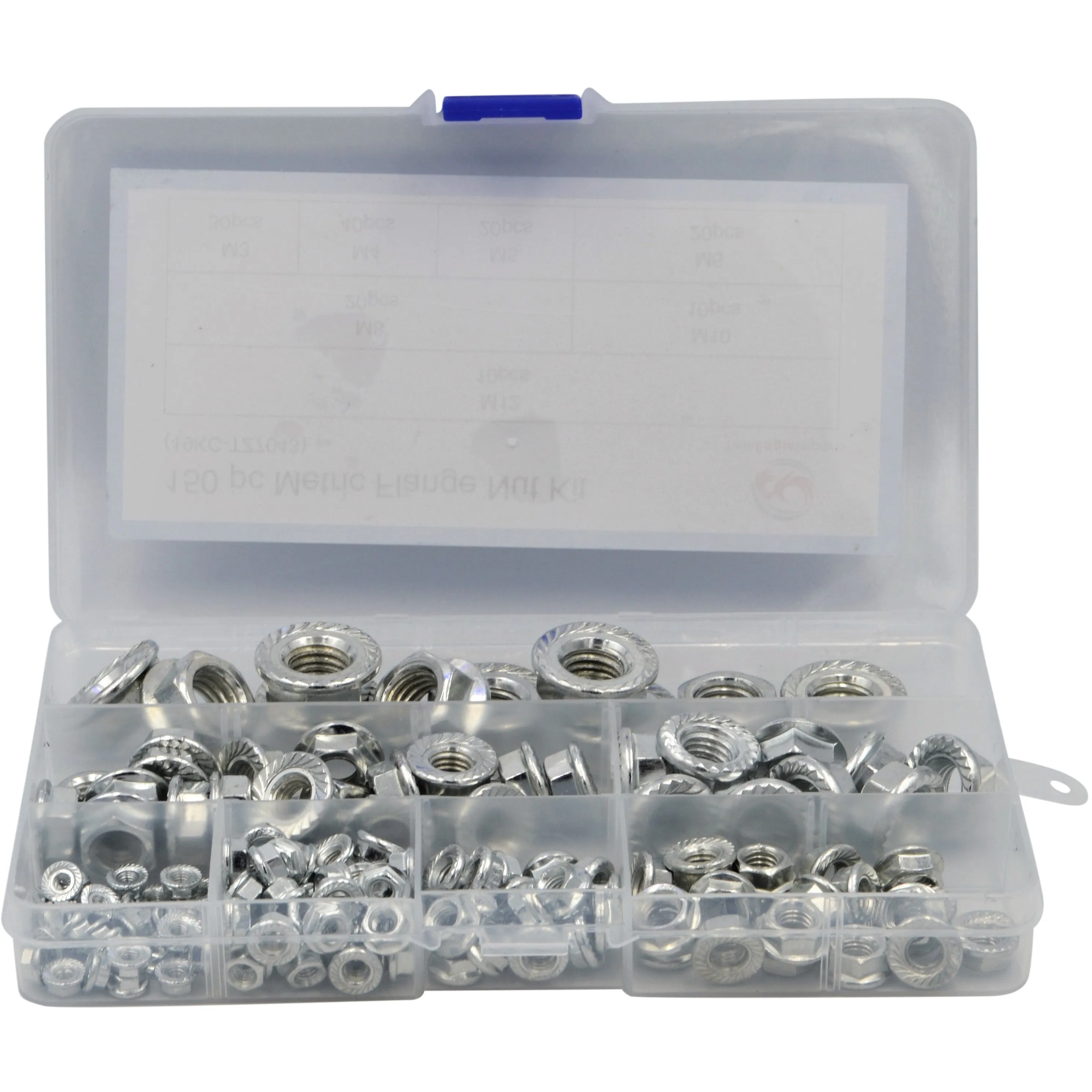 150pc Steel Metric Flange Nuts Grab Kit Assortment