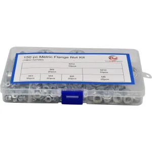 150pc Steel Metric Flange Nuts Grab Kit Assortment