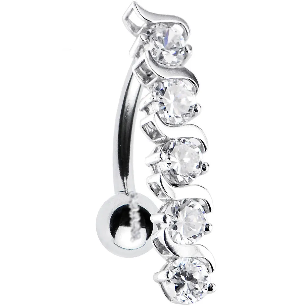 16 Gauge Solid 14KT White Gold TOP DROP Cubic Zirconia DELIGHT Belly Ring