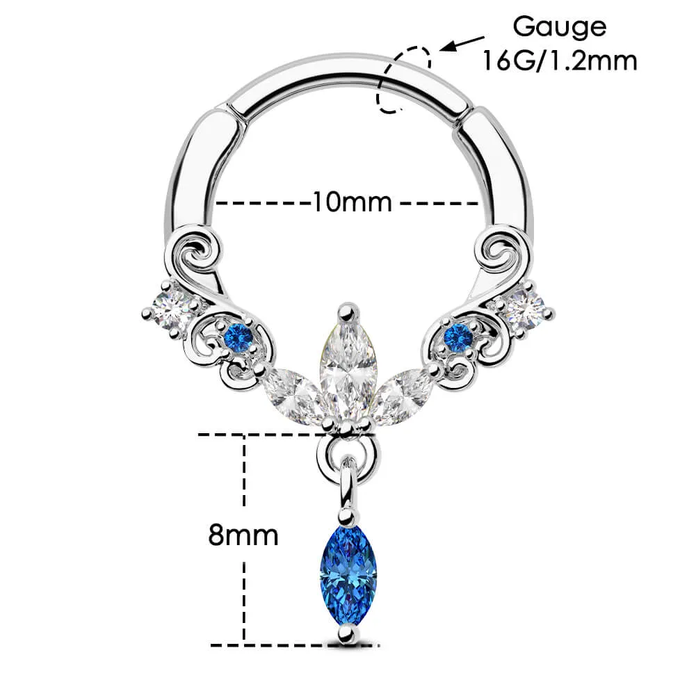 16G Lotus Floral Blossom Clicker Septum Ring