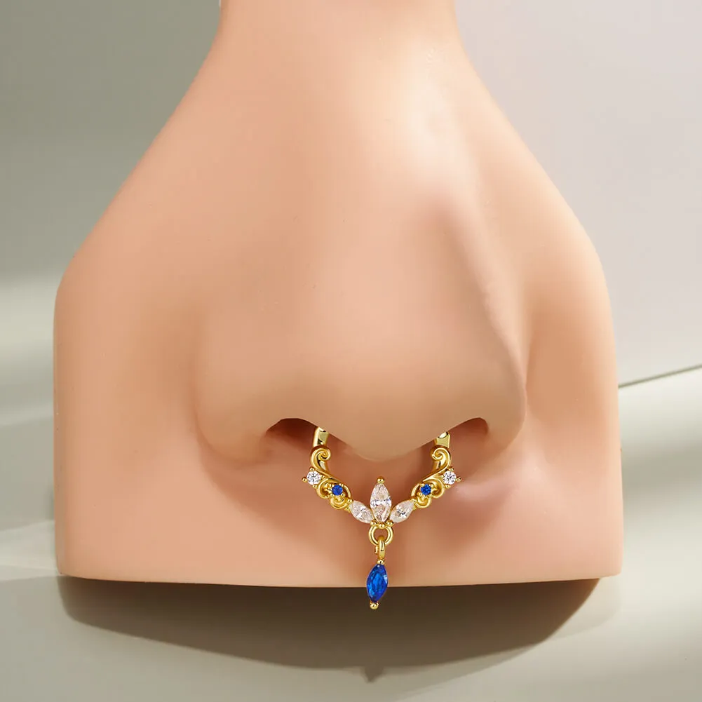 16G Lotus Floral Blossom Clicker Septum Ring