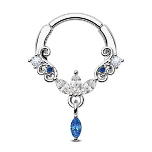 16G Lotus Floral Blossom Clicker Septum Ring
