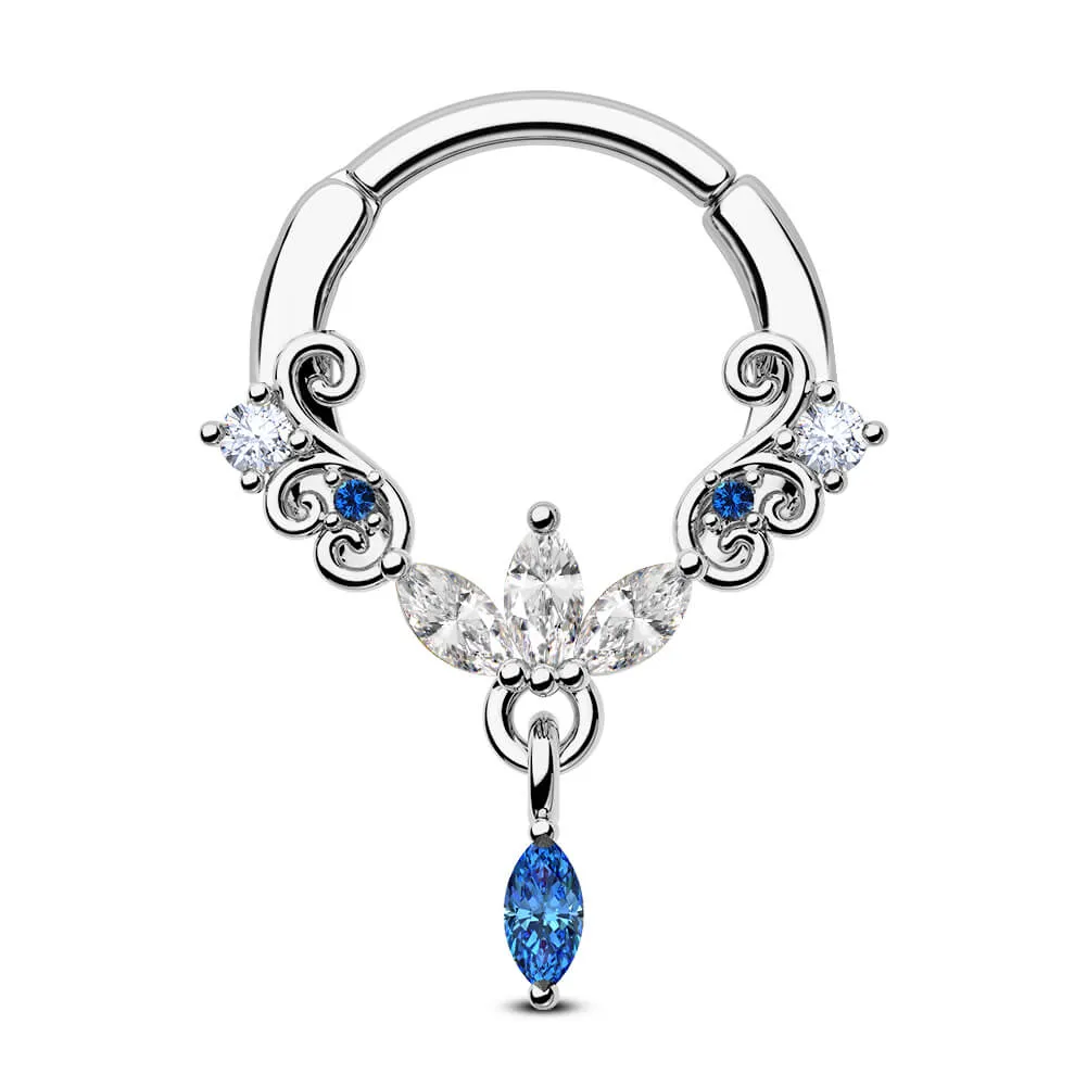 16G Lotus Floral Blossom Clicker Septum Ring