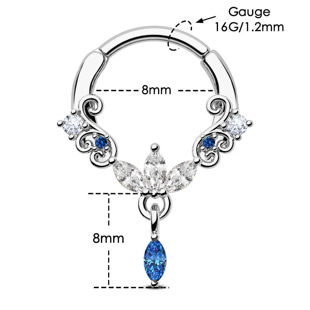 16G Lotus Floral Blossom Clicker Septum Ring