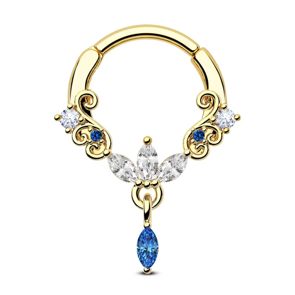 16G Lotus Floral Blossom Clicker Septum Ring