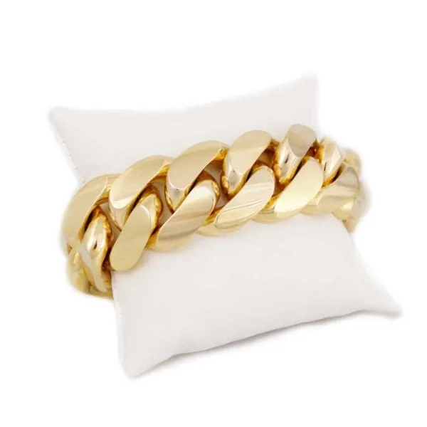 18  MM Cuban Link Bracelet  (14K Gold Over 999 Silver)