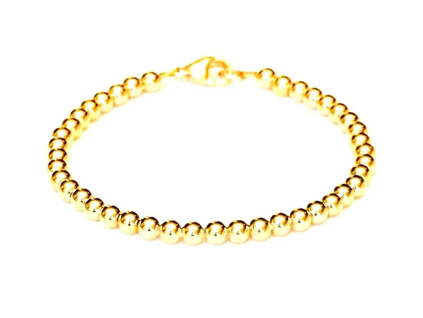 18k Gold Bead Bracelet - Women and Men's Bracelet - 5mm