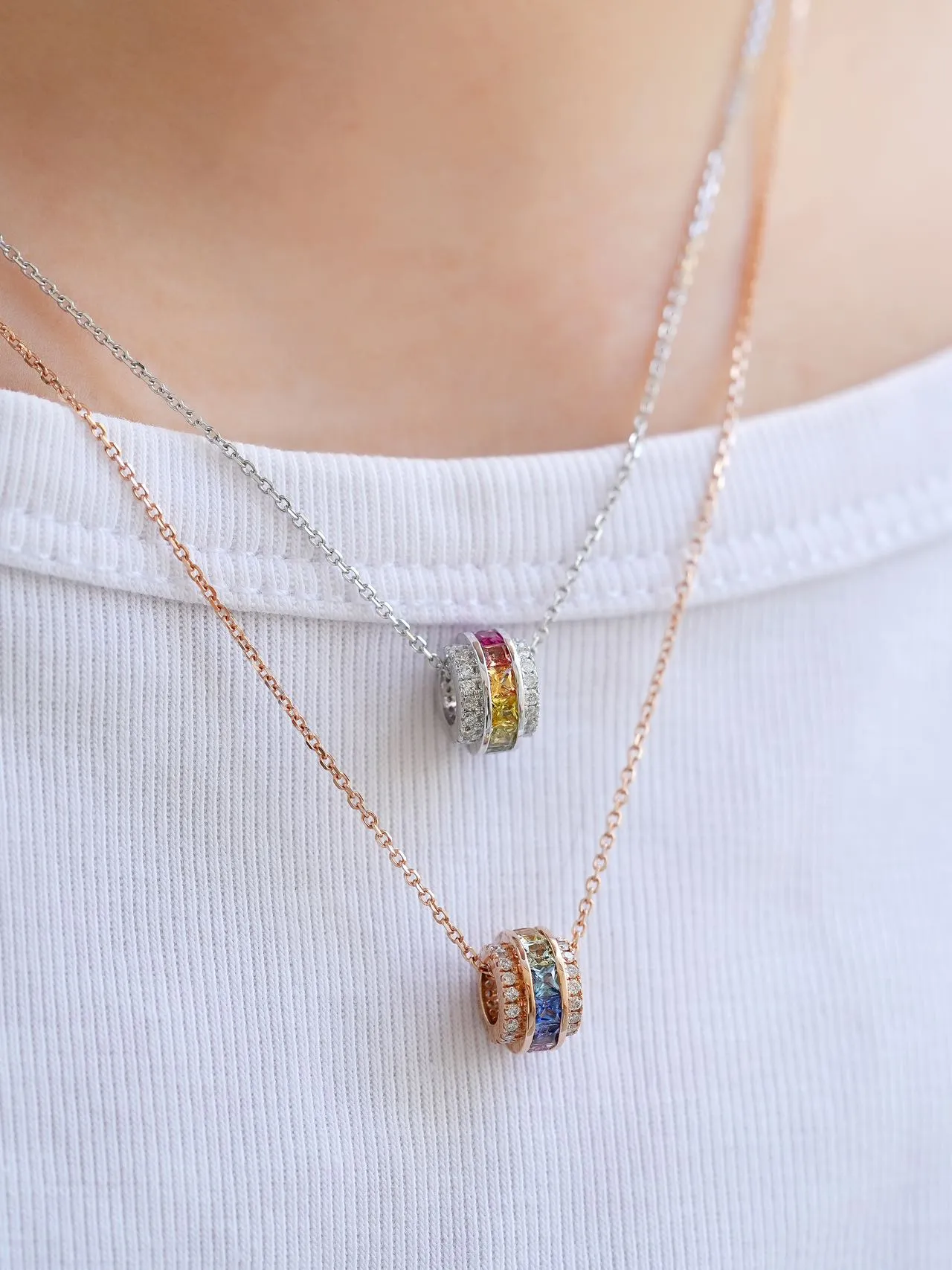 18k Gold Custom Baguette Wheel Necklace