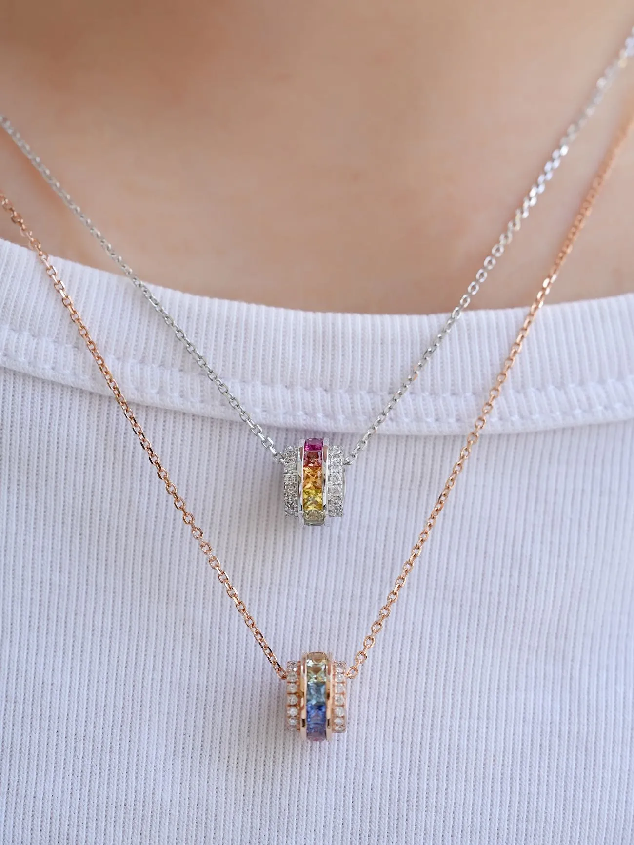 18k Gold Custom Baguette Wheel Necklace