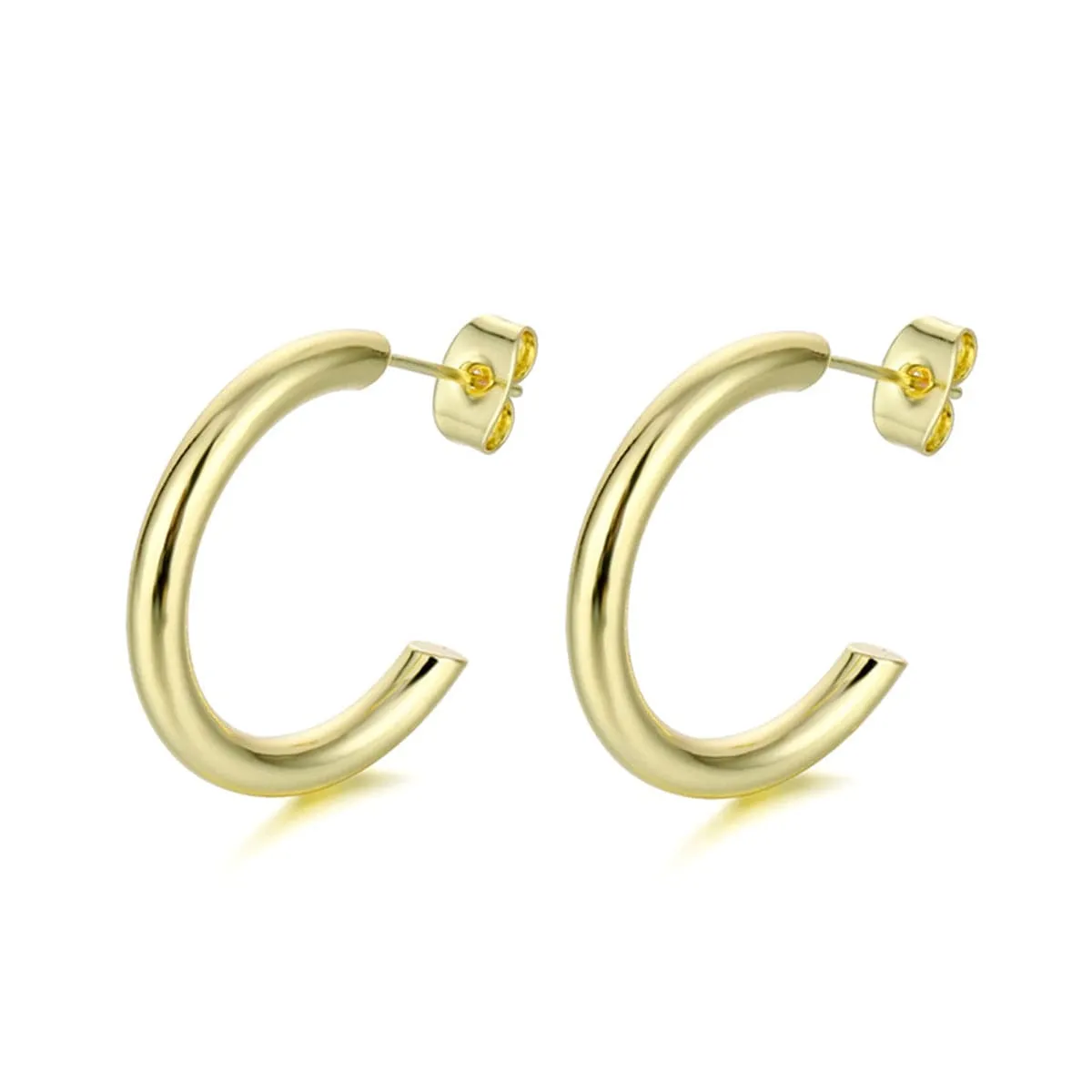 18K Gold-Plated C-Shape Huggie Earrings