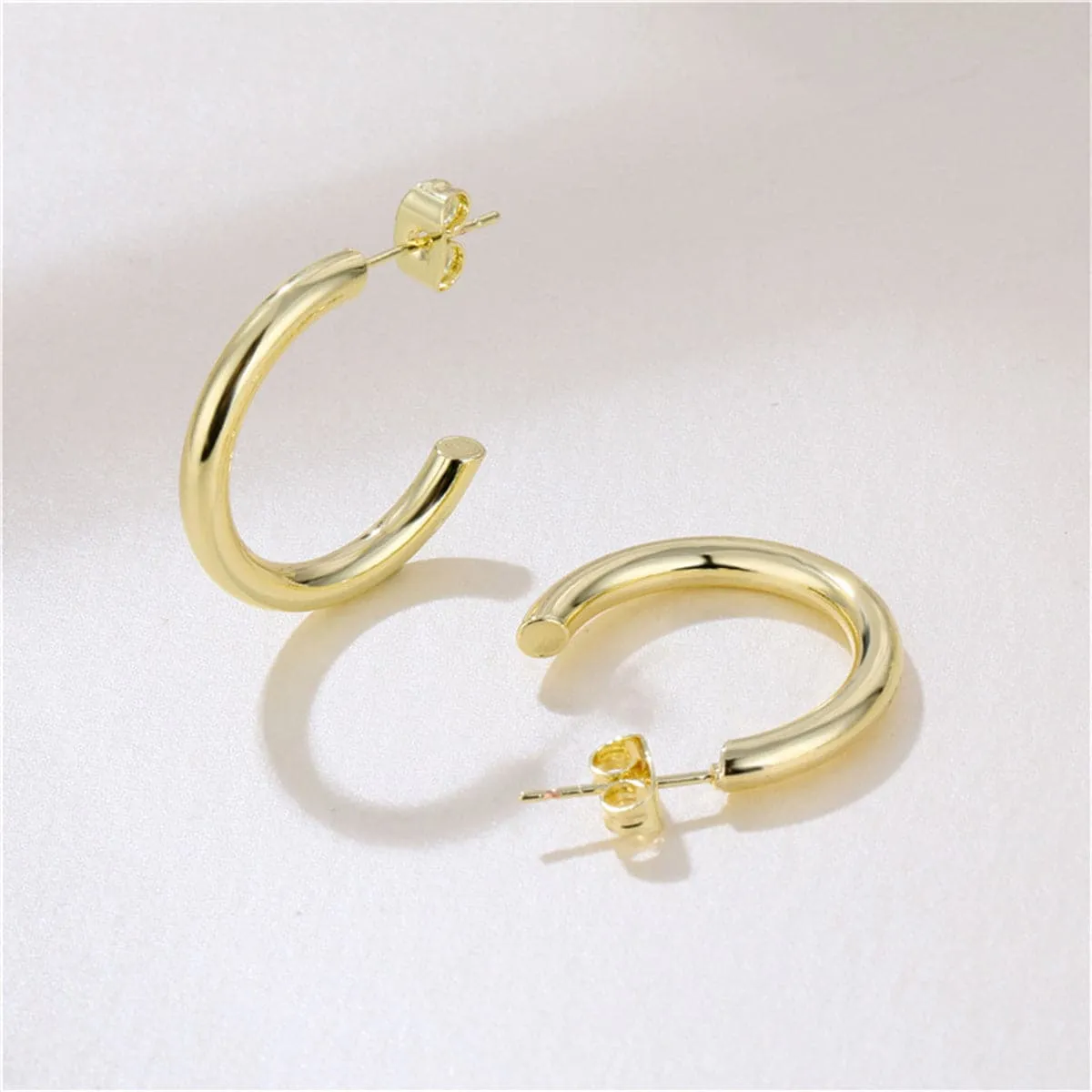 18K Gold-Plated C-Shape Huggie Earrings