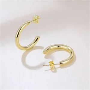 18K Gold-Plated C-Shape Huggie Earrings