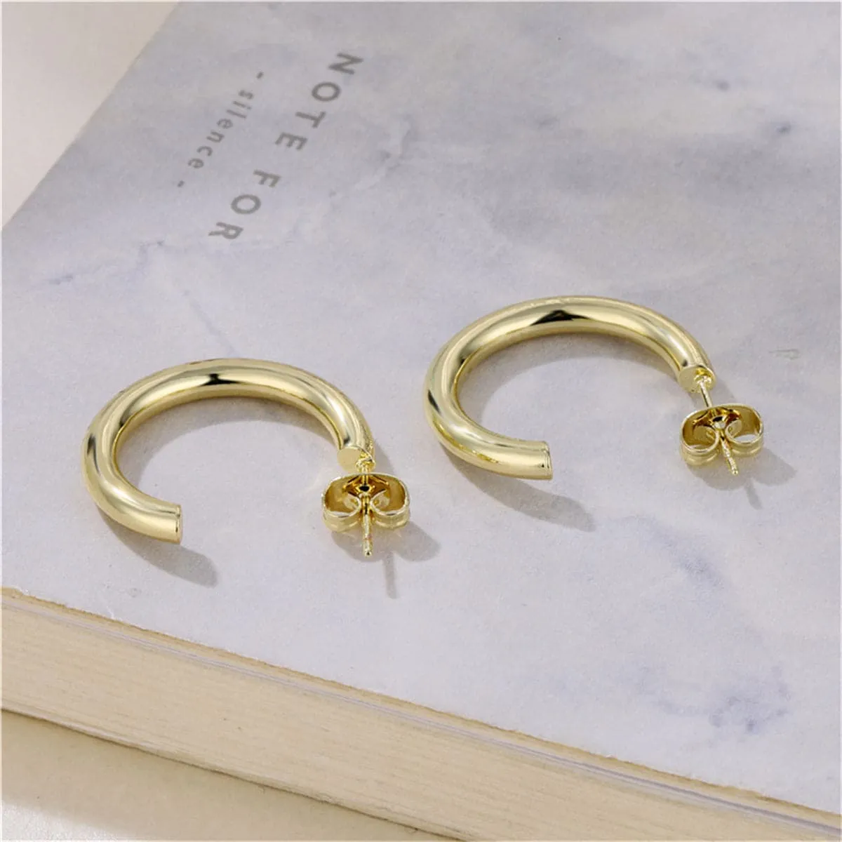 18K Gold-Plated C-Shape Huggie Earrings