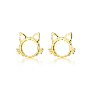 18K Gold-Plated Cat-Shape Huggie Earrings