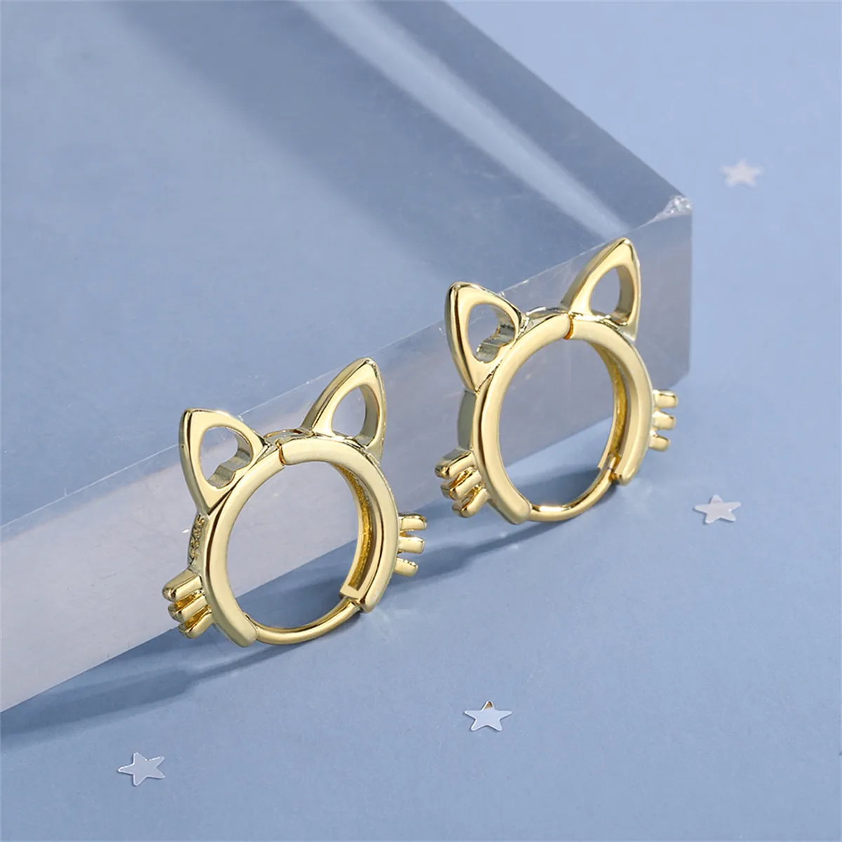 18K Gold-Plated Cat-Shape Huggie Earrings