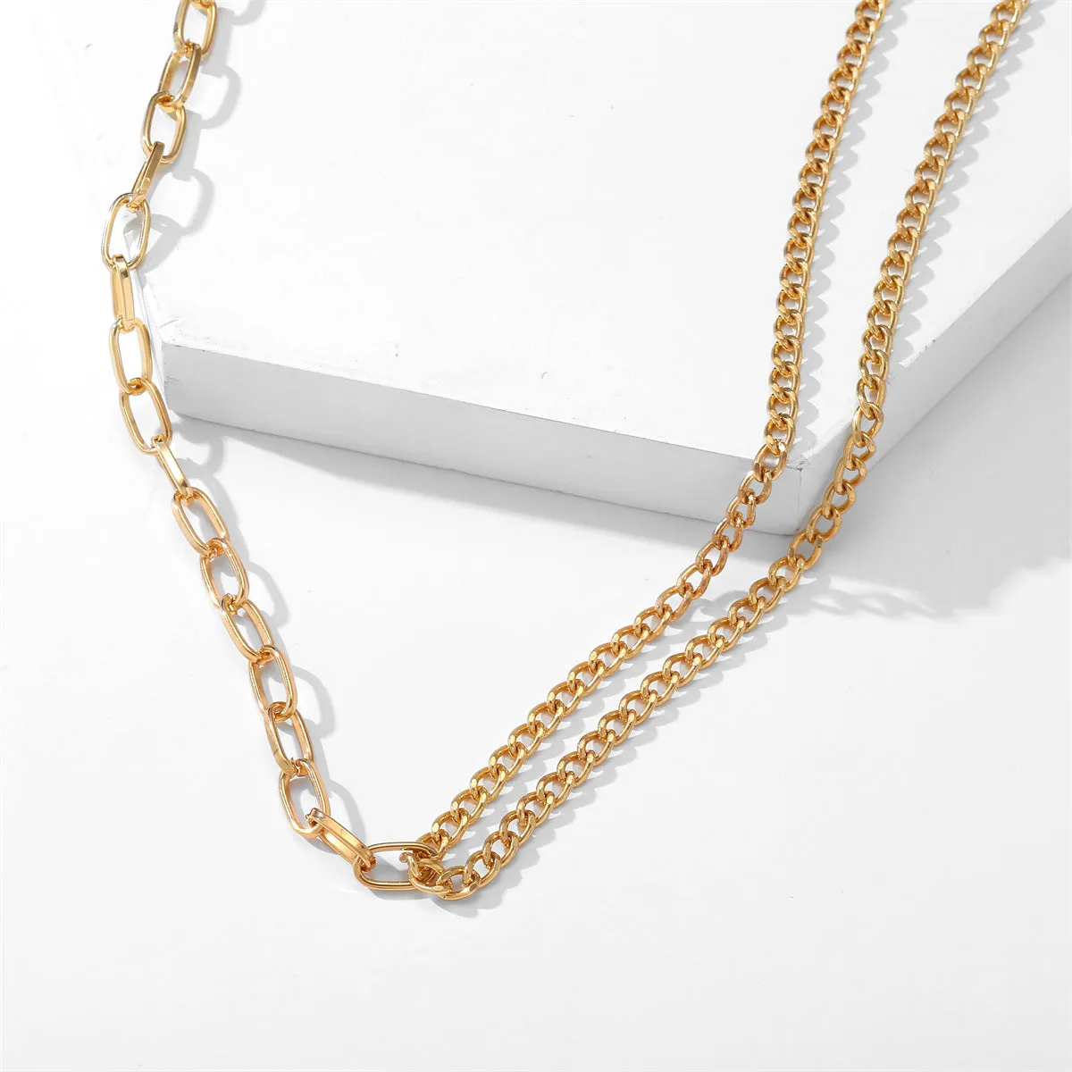 18K Gold-Plated Contrast Layered Necklace