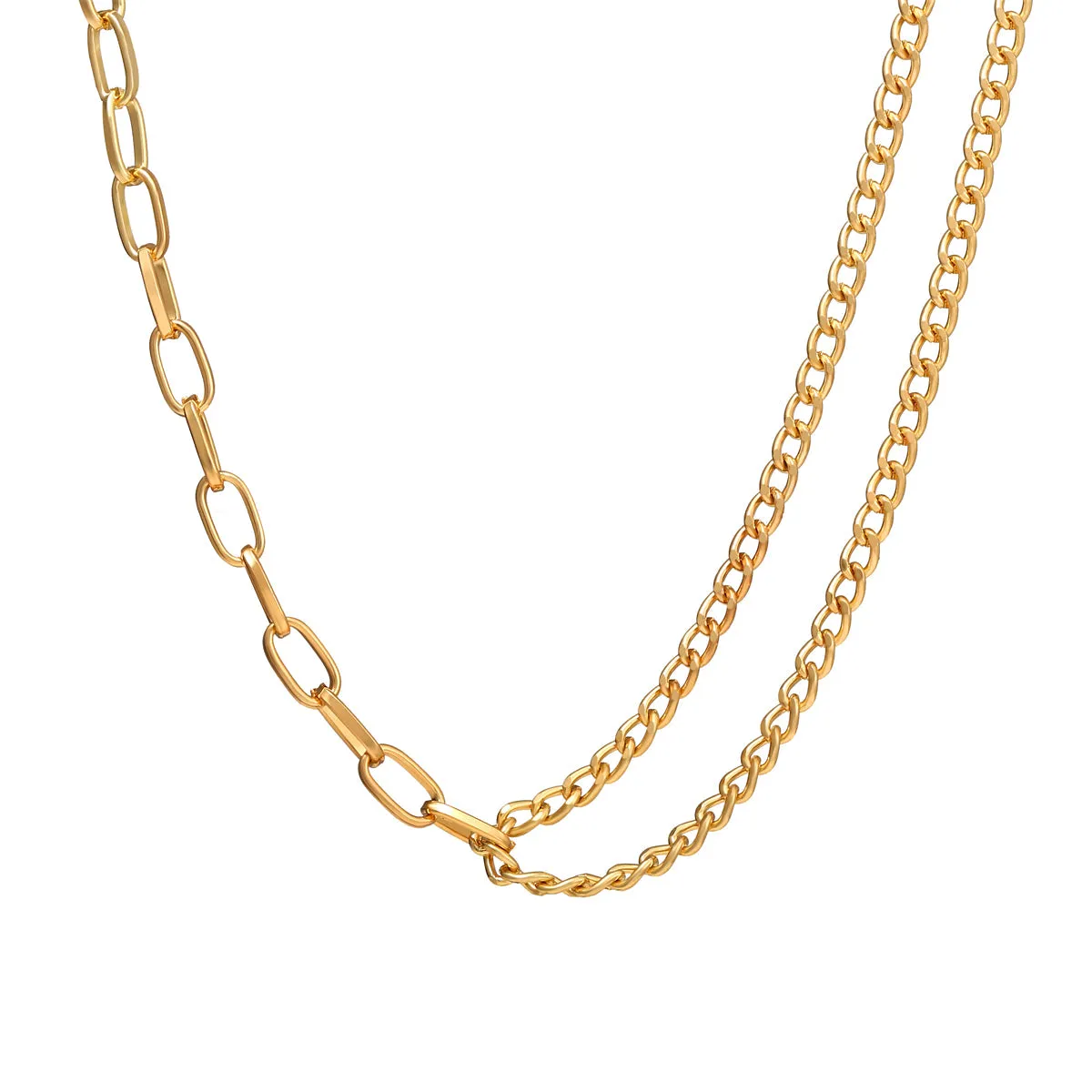 18K Gold-Plated Contrast Layered Necklace