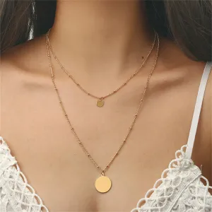 18K Gold-Plated Disc Layered Necklace