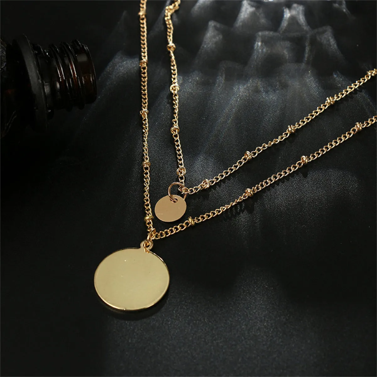 18K Gold-Plated Disc Layered Necklace