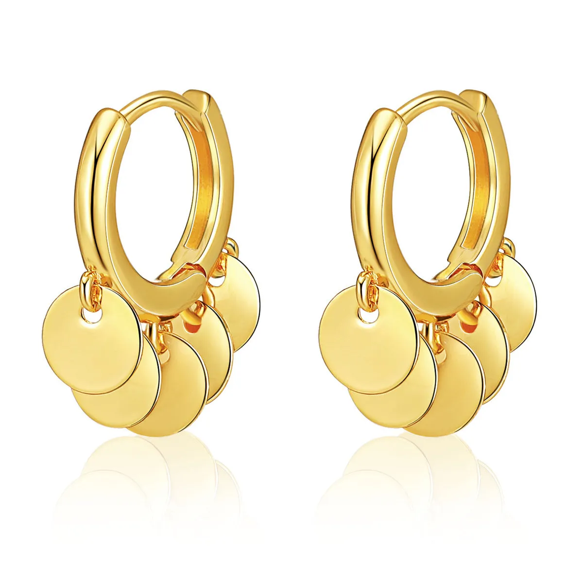 18K Gold-Plated Disc Tassel Huggie Earrings