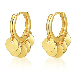 18K Gold-Plated Disc Tassel Huggie Earrings
