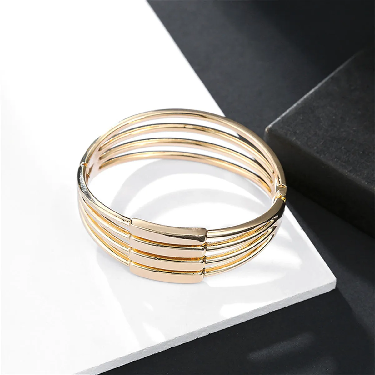 18K Gold-Plated Layered Bangle
