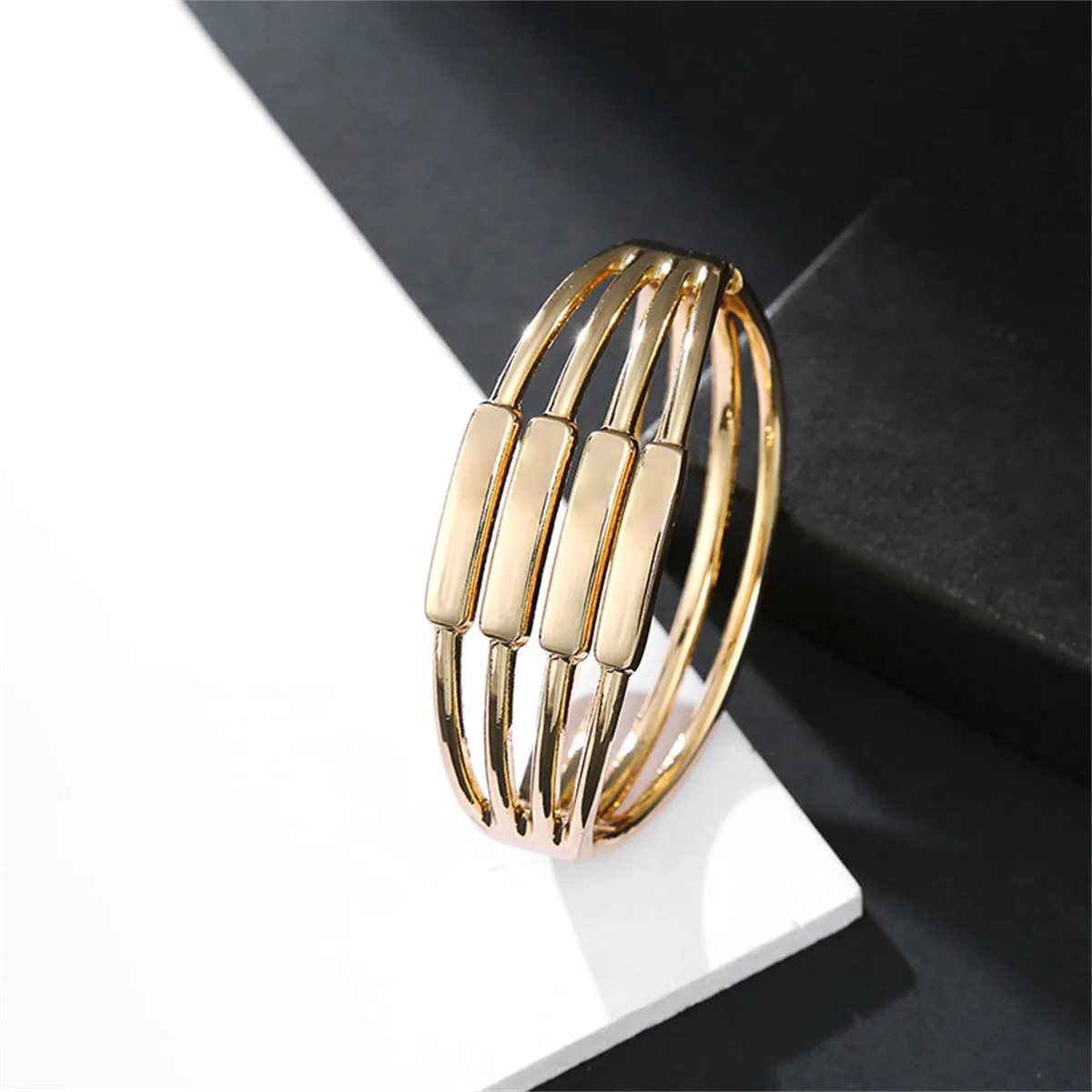 18K Gold-Plated Layered Bangle